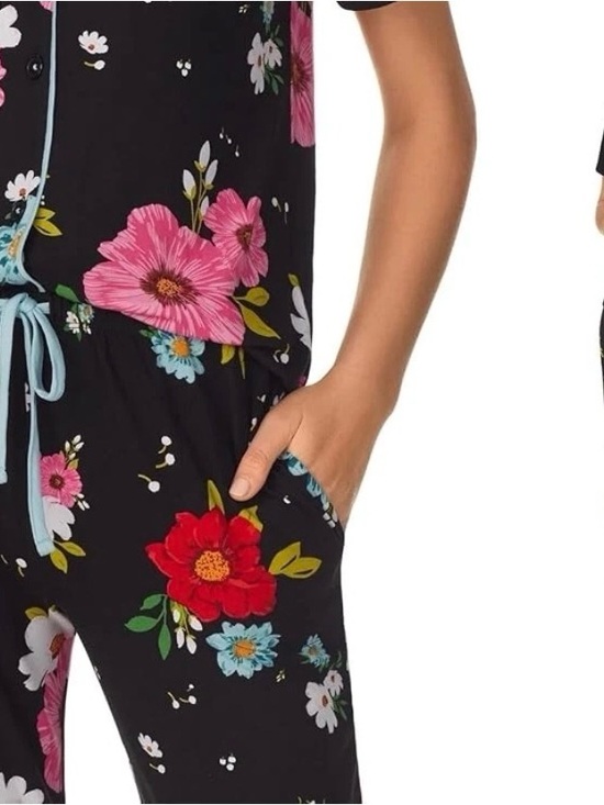 Room Service Other - Room Service Floral Pajama Set | Women’s M | Black Multicolor | 2-Piece Capri